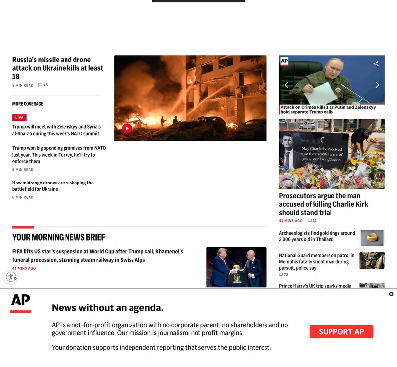 Capture of the AP News front page
